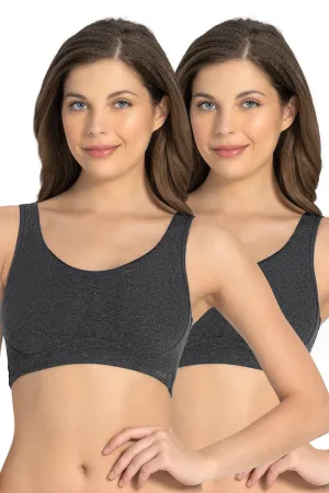 All Day Lounge Non-padded & Non-wired Bra Pack of 2 - Dark Grey Marl-Dark Grey Marl