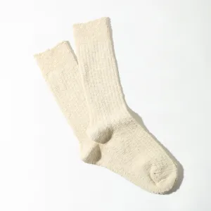 Anonymous Ism Ivory Light Slub Cotton Blend Crew Socks