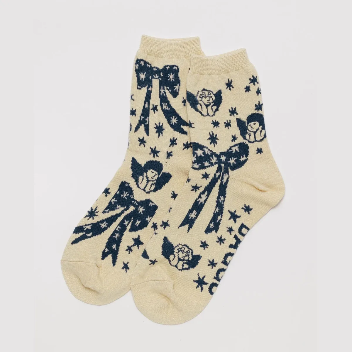 Baggu Crew Sock in Cherub Bows