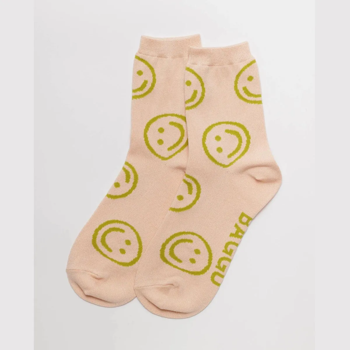 Baggu Crew Sock in Light Pink Happy