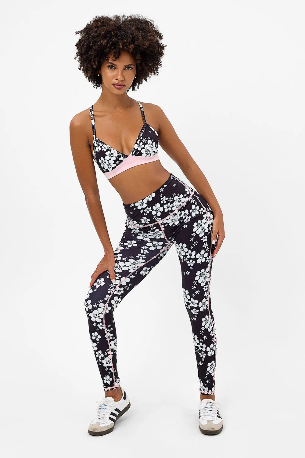 Billie Racerback Floral Sports Bra - Plush Plumeria