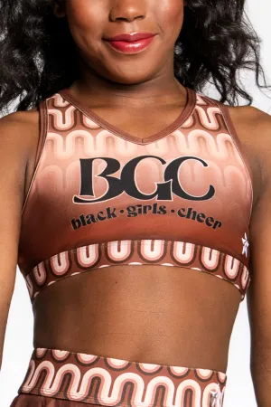 Black Girls Cheer Sports Bra in Mocha