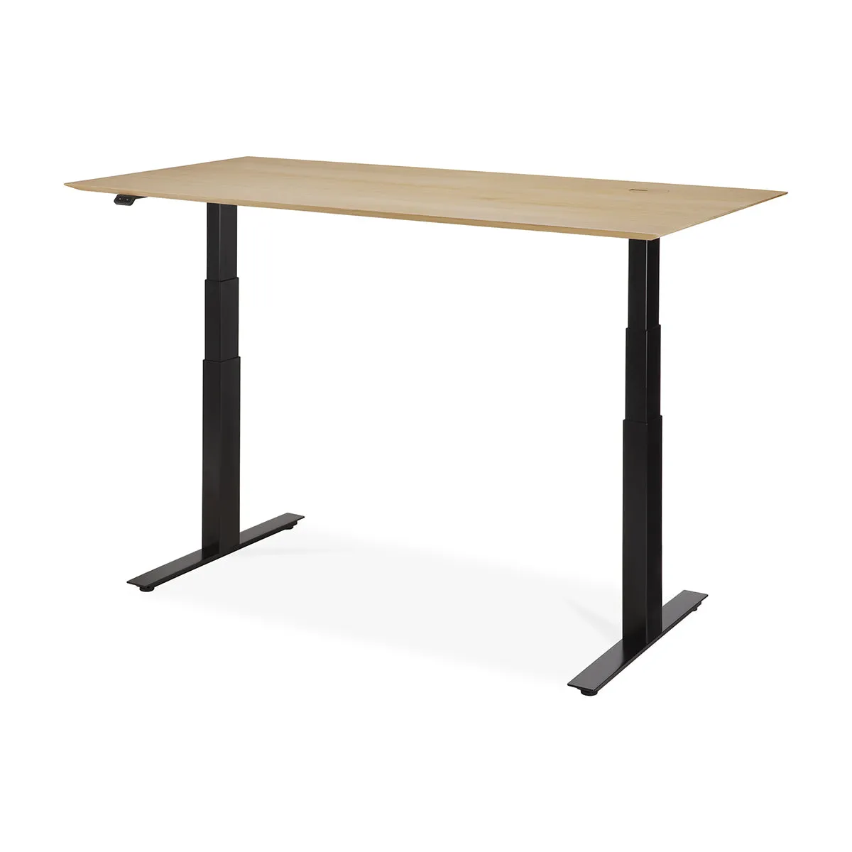 Bok Rectangle Adjustable Desk with Cable management UK (Oak, Black, 160cm)