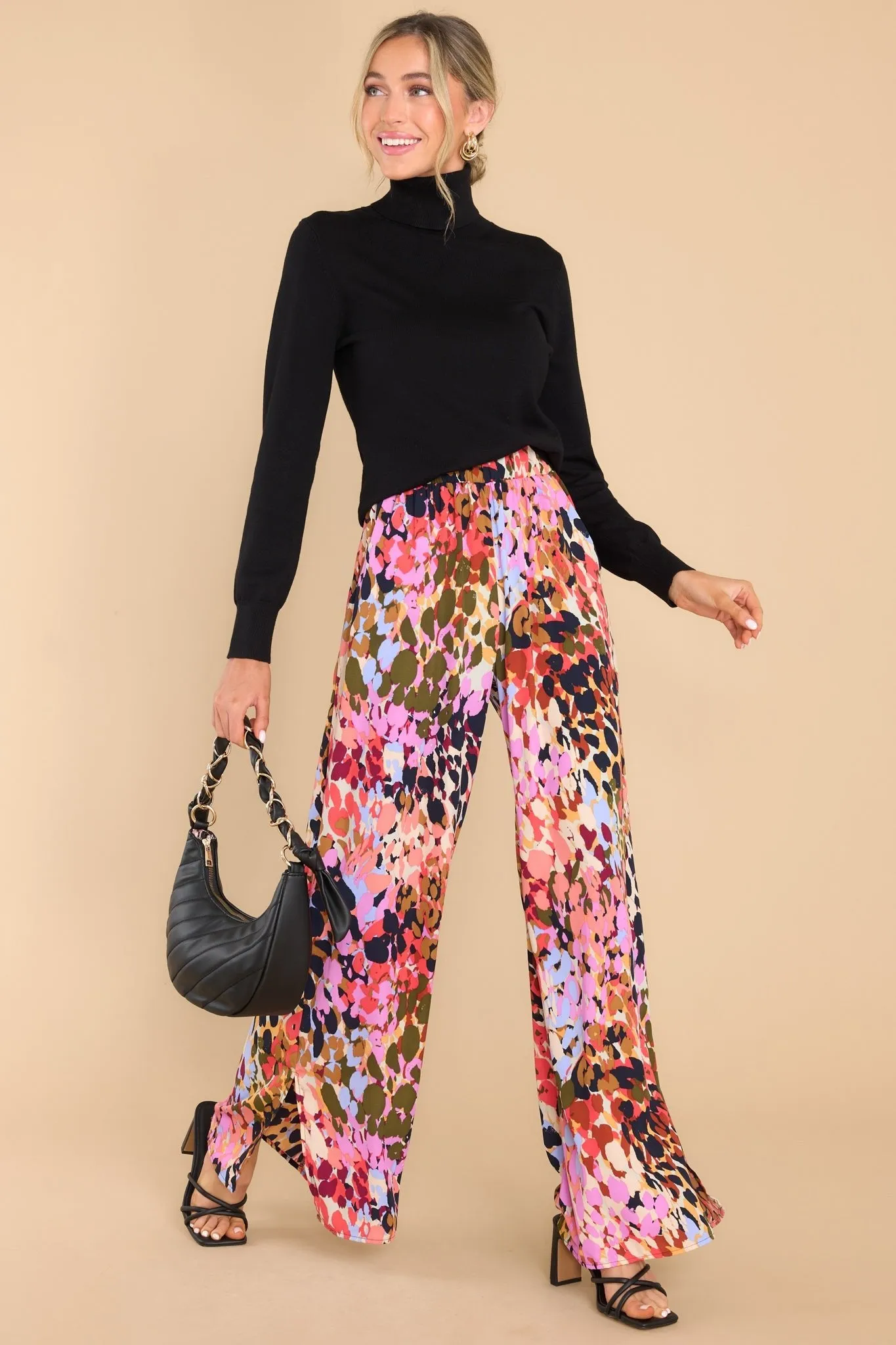 Crazy For You Pink Multi Print Pants