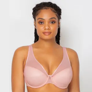 Curvy Couture Sheer Mesh Push Up Bra Blushing Rose