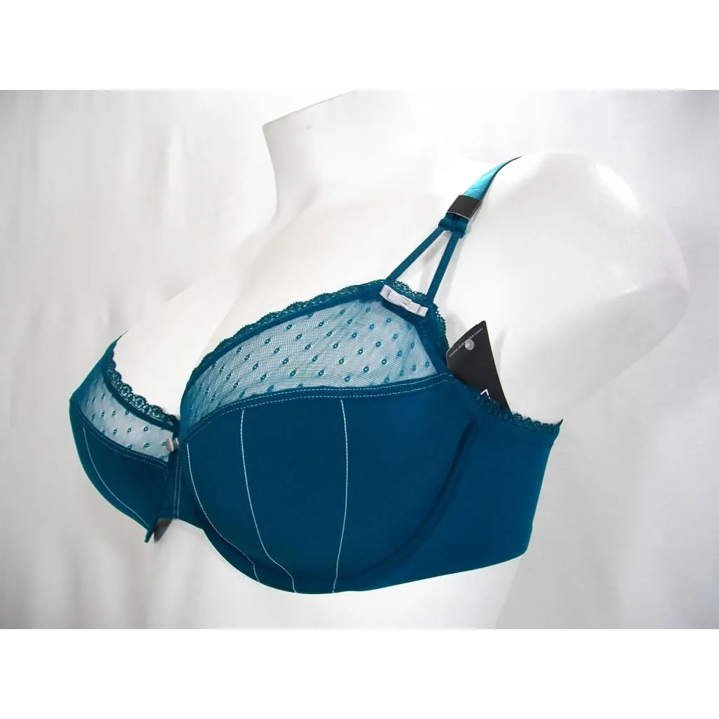 Felina 110789 Marielle Semi Sheer Lace Full Busted UW Bra 40D Deep Teal Green