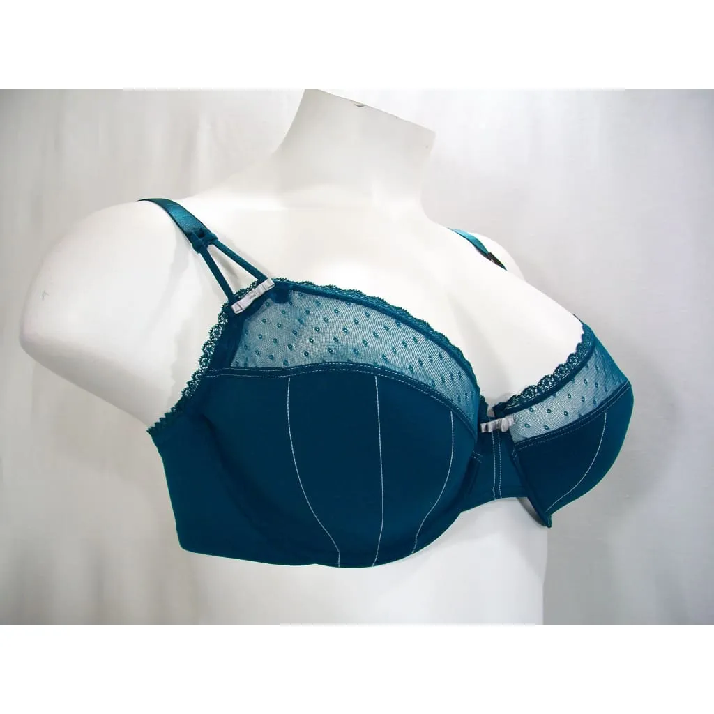 Felina 110789 Marielle Semi Sheer Lace Full Busted UW Bra 40D Deep Teal Green