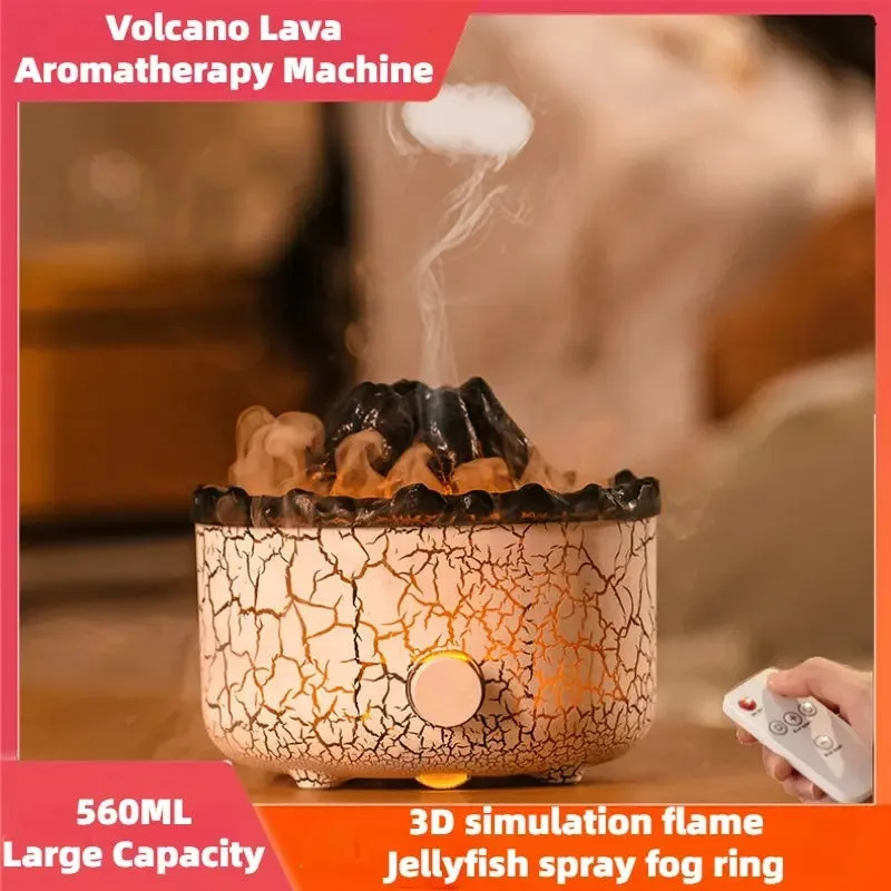 Lava Cracked Volcano Essential Oil Diffusor Jellyfish Spray Simulation Fire Flame Effect Air Humidifier Home Diffuser | V21b pro