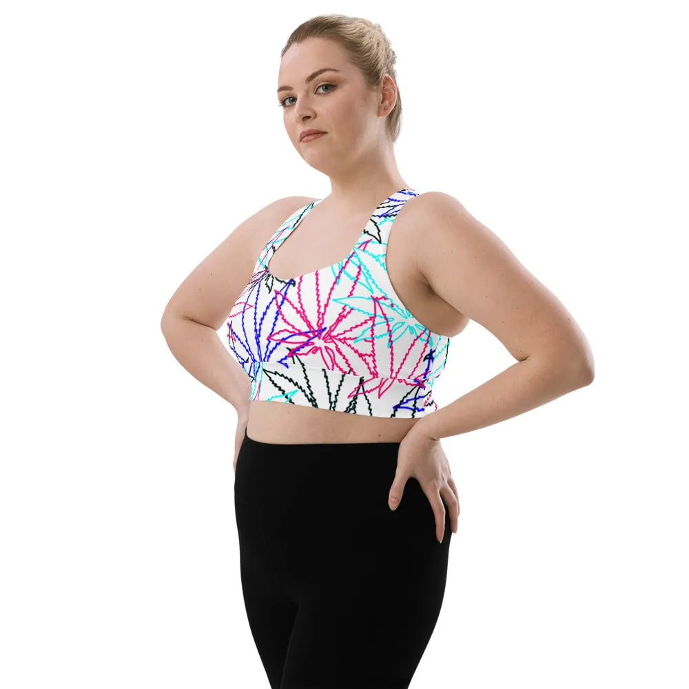 Longline Pink Leaf E4SO sports bra