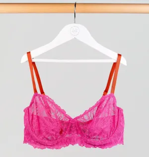 Magenta lace & rust balconette