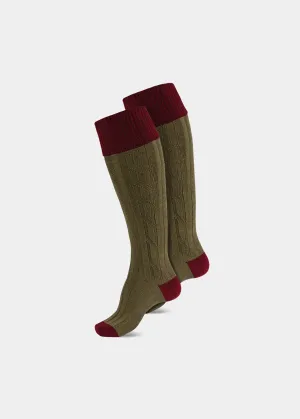 Men's Shooting Socks - Bordeaux & Olive