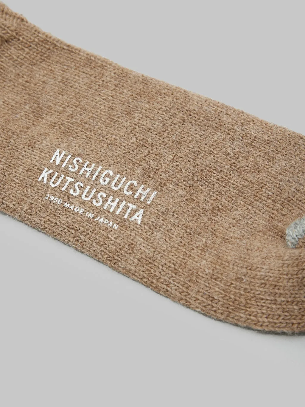 Nishiguchi Kutsushita Wool Ribbed Socks Beige