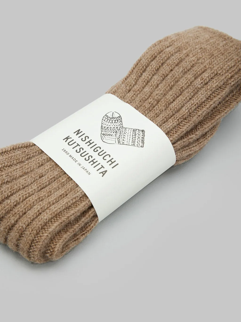 Nishiguchi Kutsushita Wool Ribbed Socks Beige