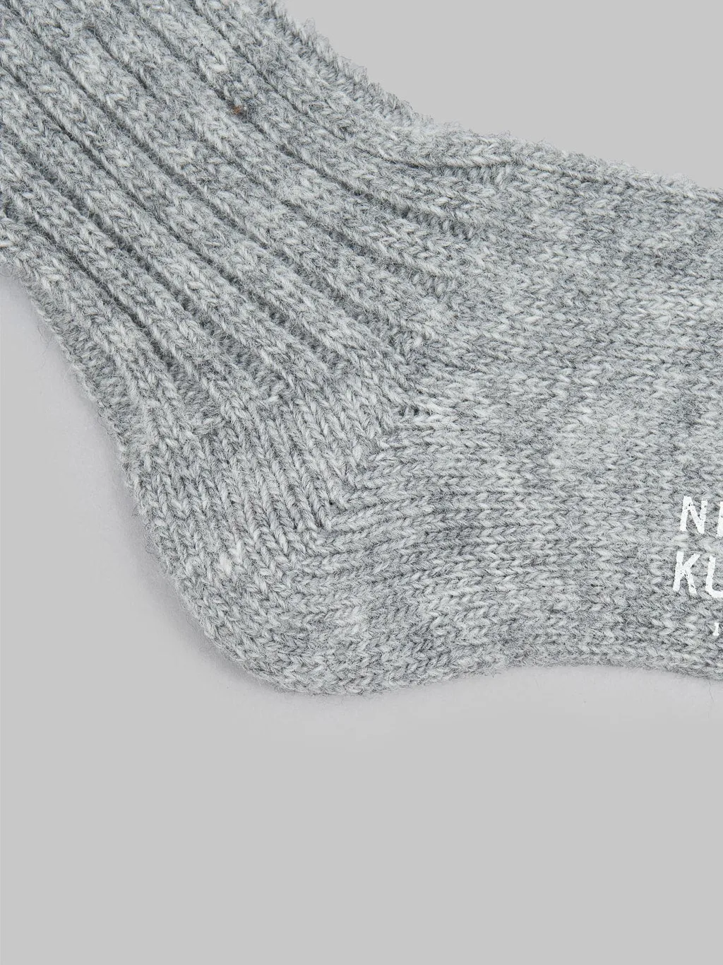 Nishiguchi Kutsushita Wool Ribbed Socks Light Grey