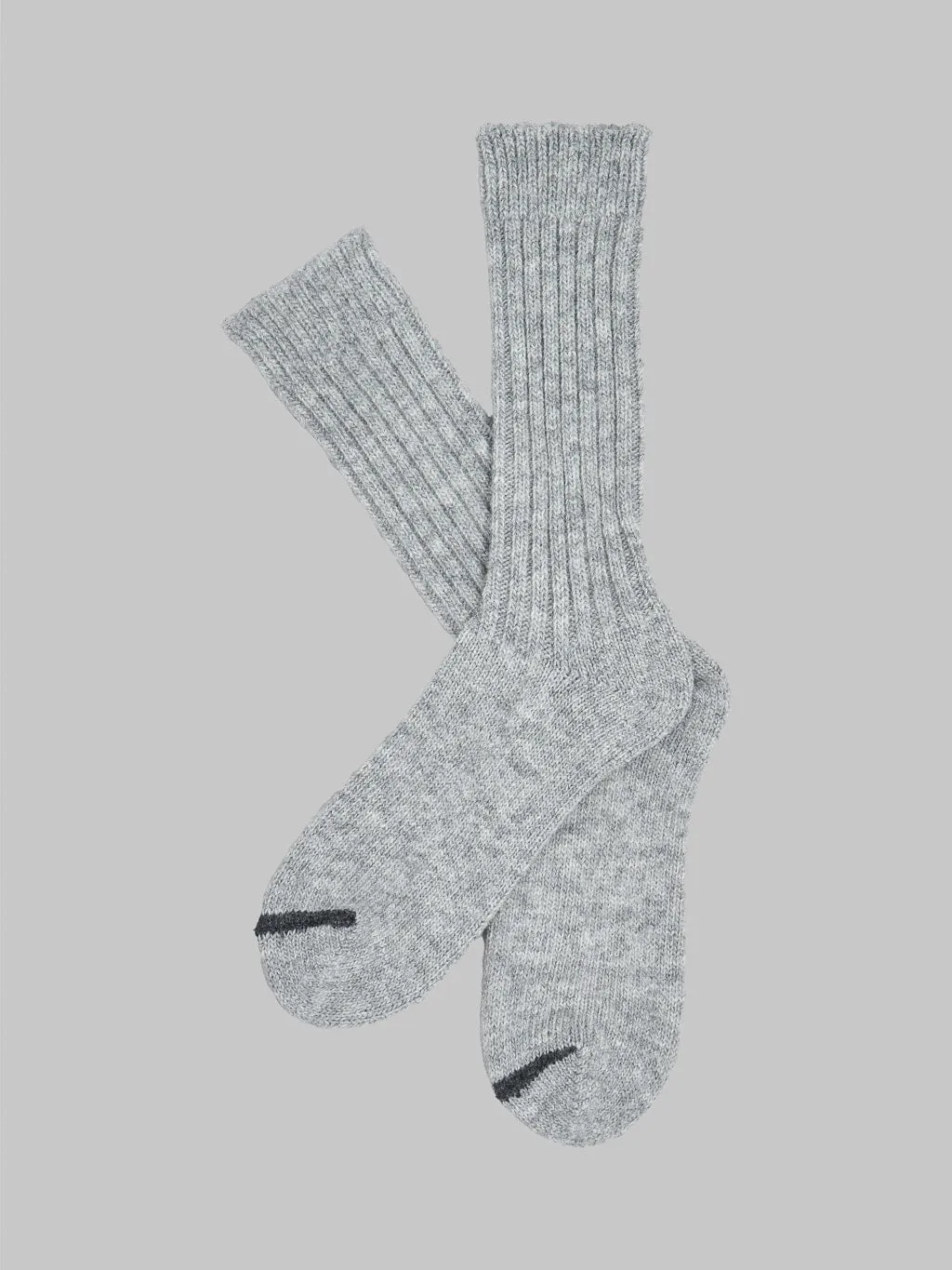 Nishiguchi Kutsushita Wool Ribbed Socks Light Grey