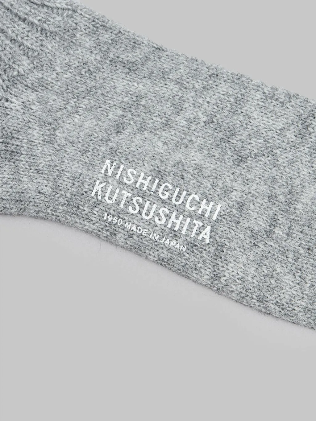 Nishiguchi Kutsushita Wool Ribbed Socks Light Grey