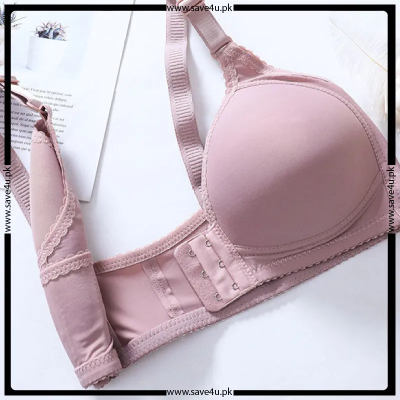 Nylon Front Open Non Wired Thin Padded Bra