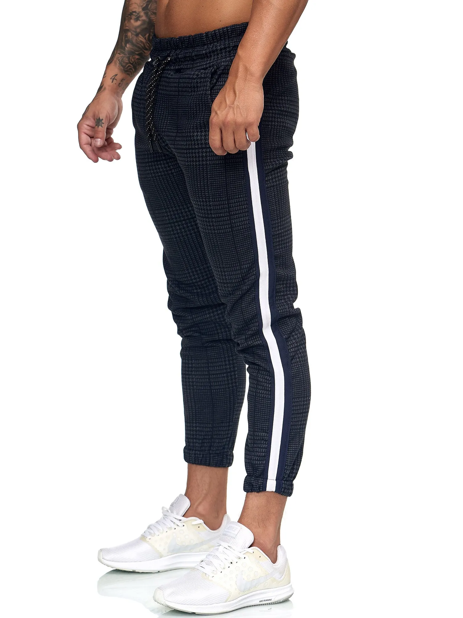 Patta Plaid Sweatpants Joggers - Navy White X0008C