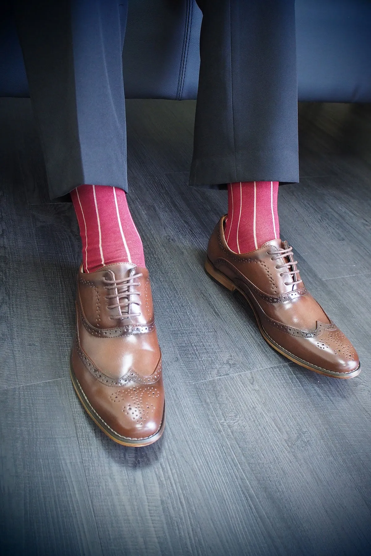 Pin Stripe Men's Socks - Crimson