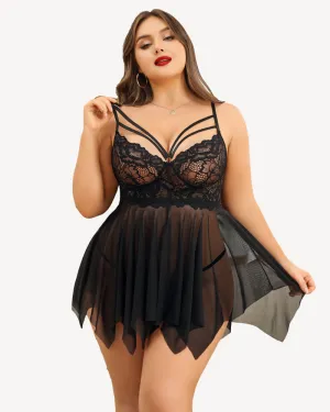 Certainly! Heres a more optimized version of the title with relevant modifiers:

Elegant Plus Size Lace Bridal Babydoll Nightgown for Romantic Evenings

This title highlights the elegance and romantic nature of the product while retaining its key features.