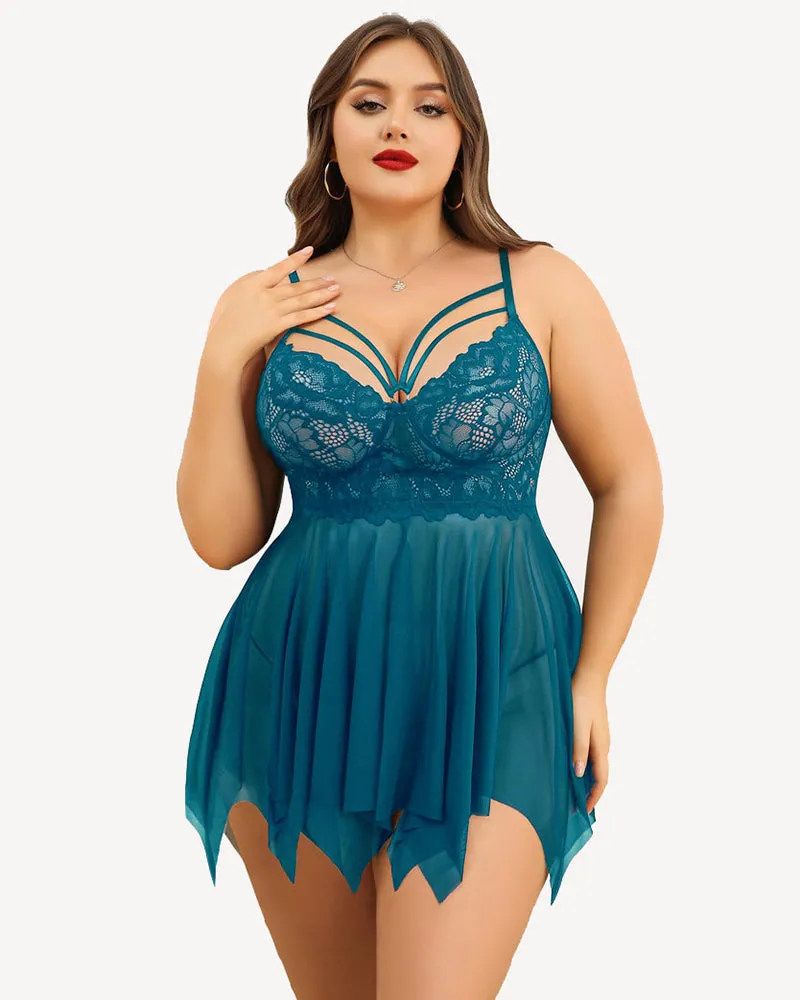 Certainly! Heres a more optimized version of the title with relevant modifiers:

Elegant Plus Size Lace Bridal Babydoll Nightgown for Romantic Evenings

This title highlights the elegance and romantic nature of the product while retaining its key features.