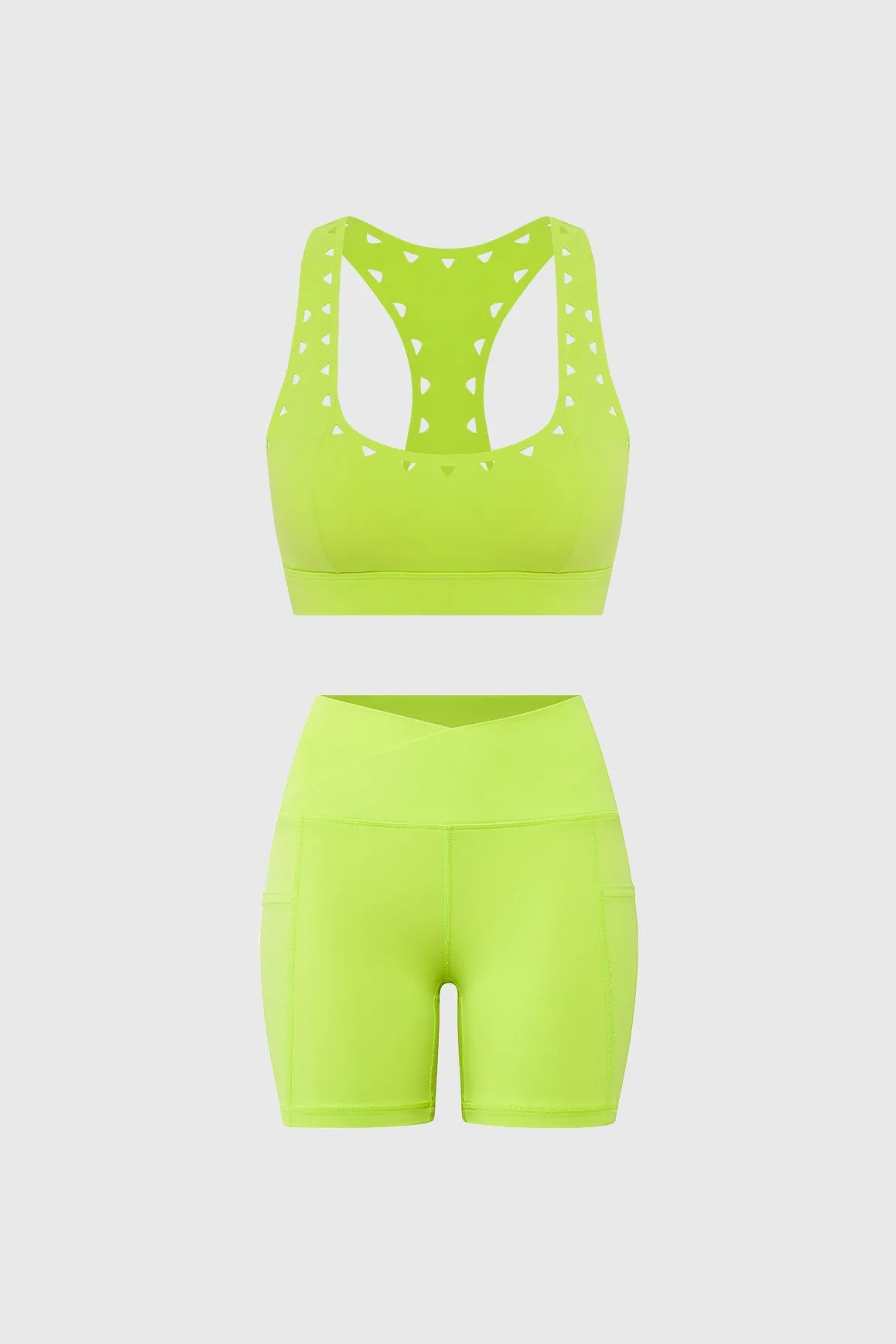 Racerback Laser Cut Sports Bra   V-Waist Vigorous Short