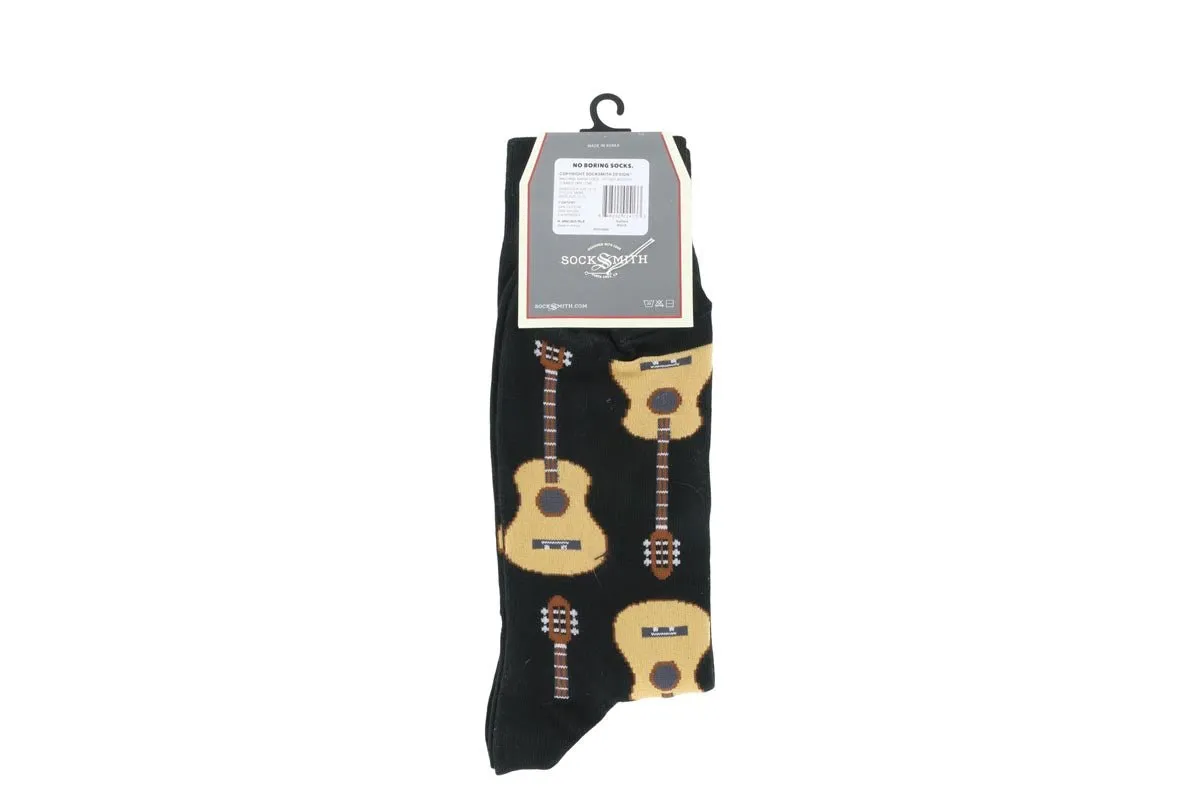 Socksmith Guitars Crew Fun Socks Black