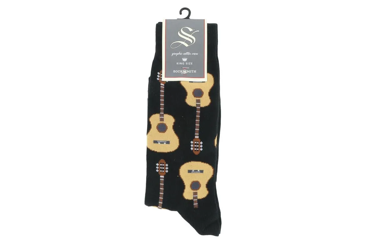 Socksmith Guitars Crew Fun Socks Black