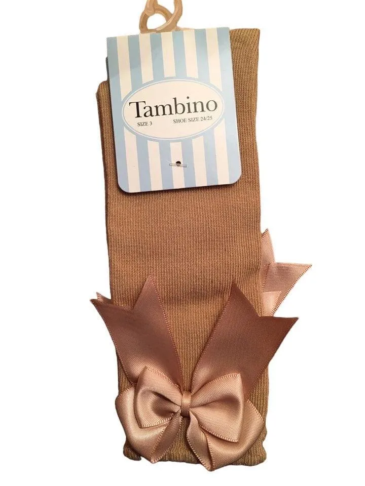 Tambino Socks - Girl's Camel Knee High Bow Socks