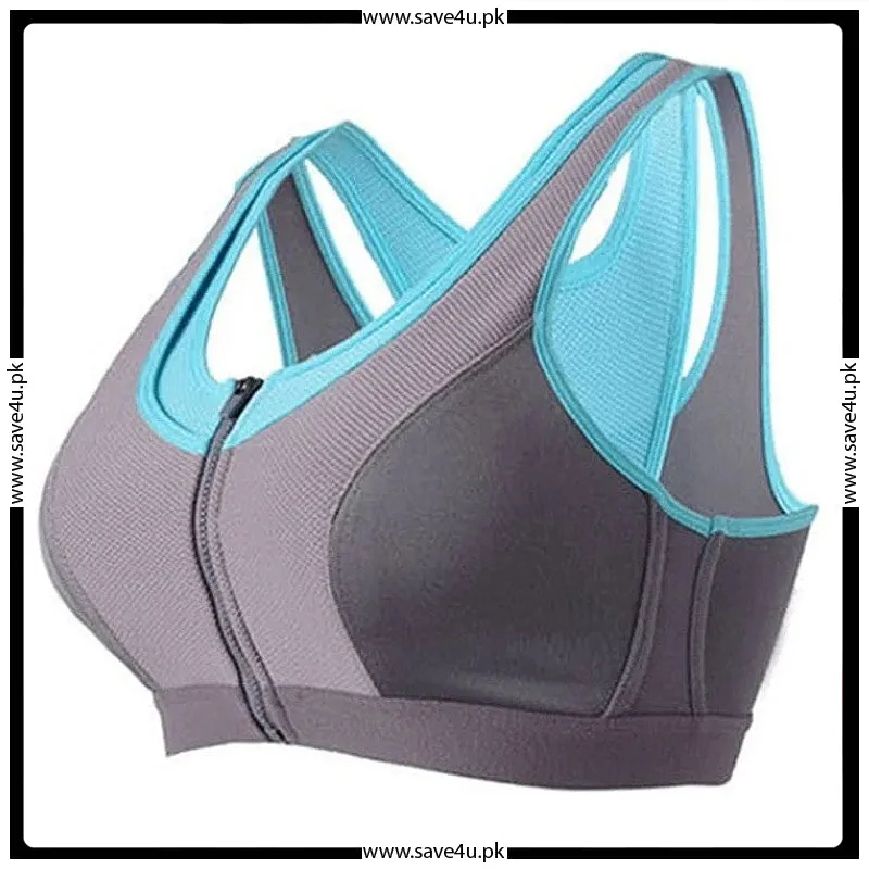 Women's Yoga Sports Bra Zipper Front Open